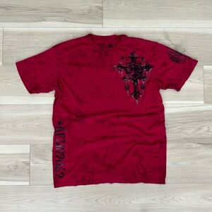 men’s red affliction cross tee